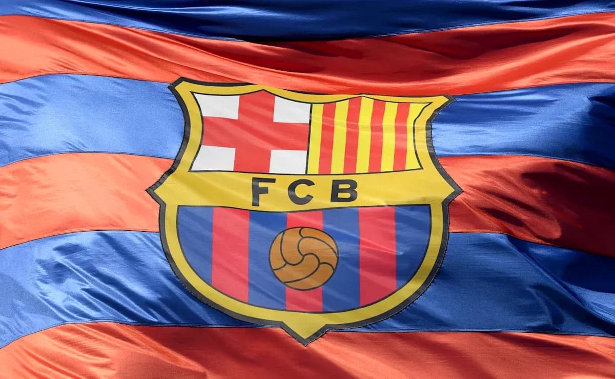 Bandera del FC Barcelona con colores característicos