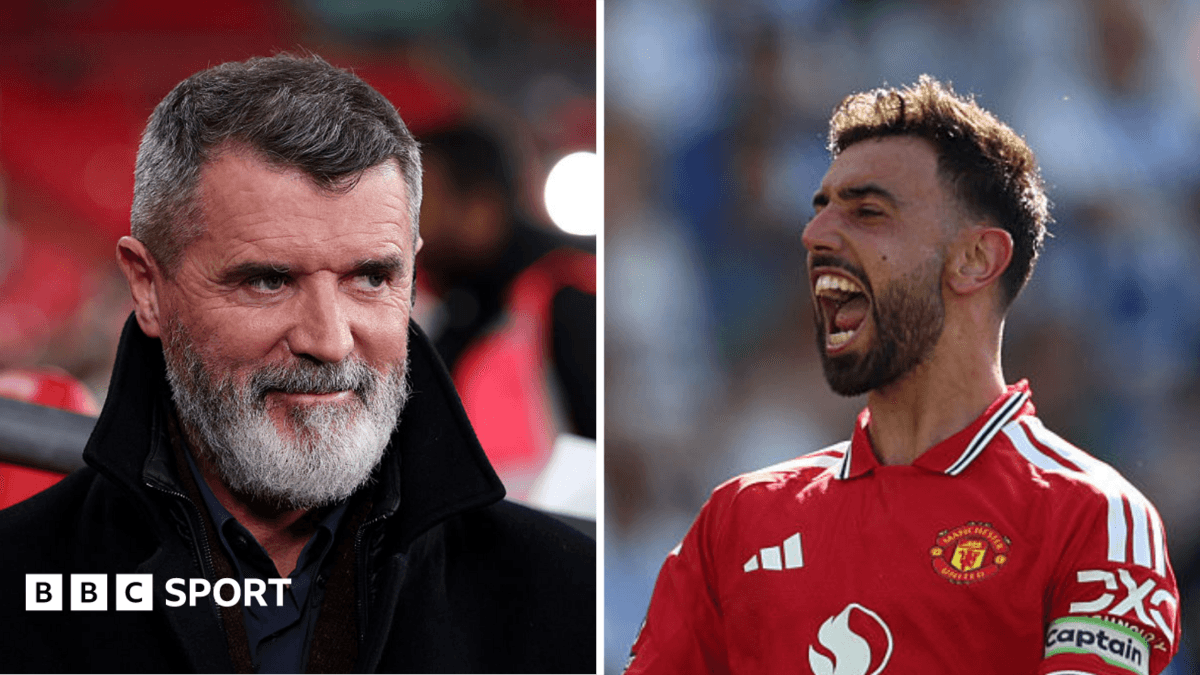 Roy Keane y Bruno Fernandes en eventos de fútbol
