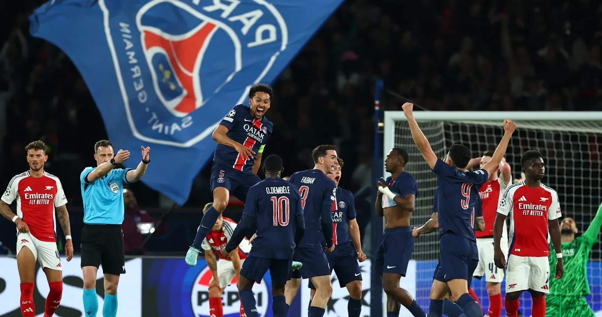 Celebración de jugadores de Paris Saint Germain