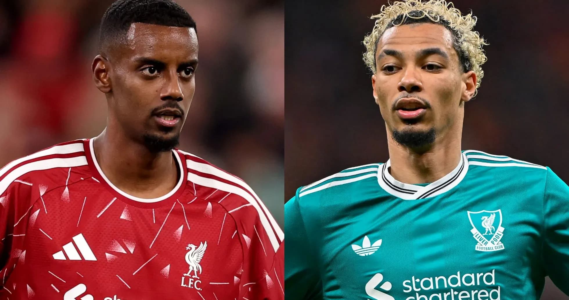 Dos jugadores de Liverpool en uniforme de entrenamiento