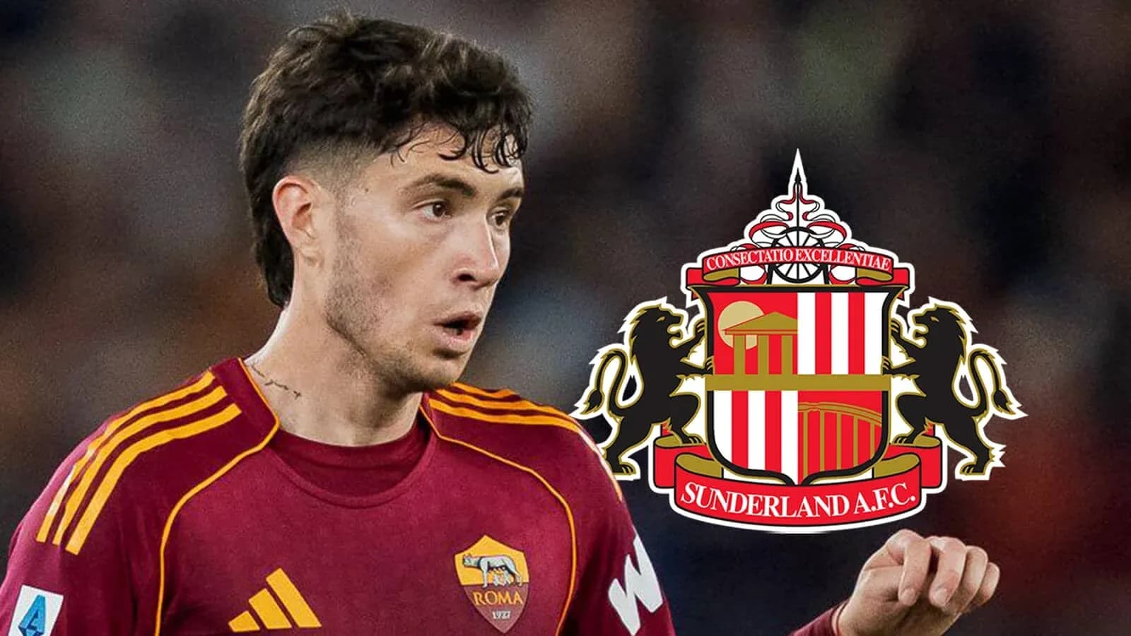 Jugador de Roma con logo de Sunderland A.F.C.