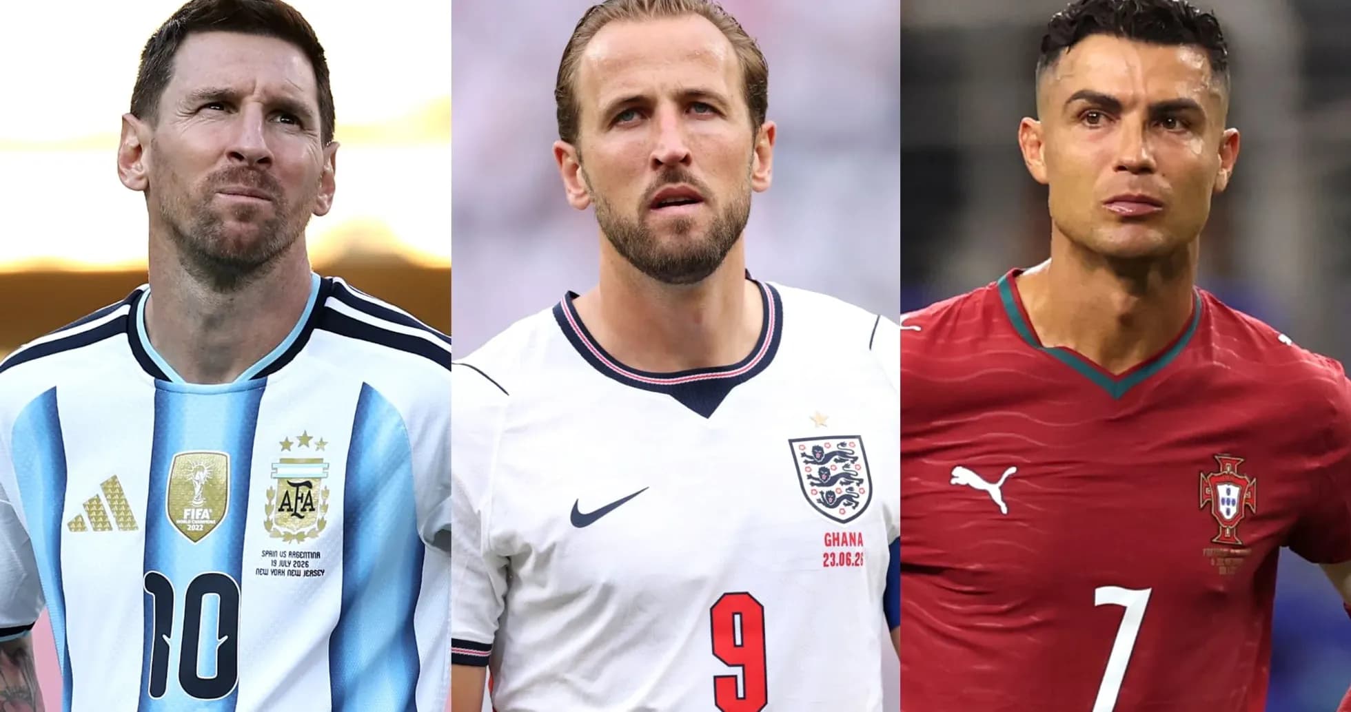 Jugadores de fútbol en sus camisetas nacionales