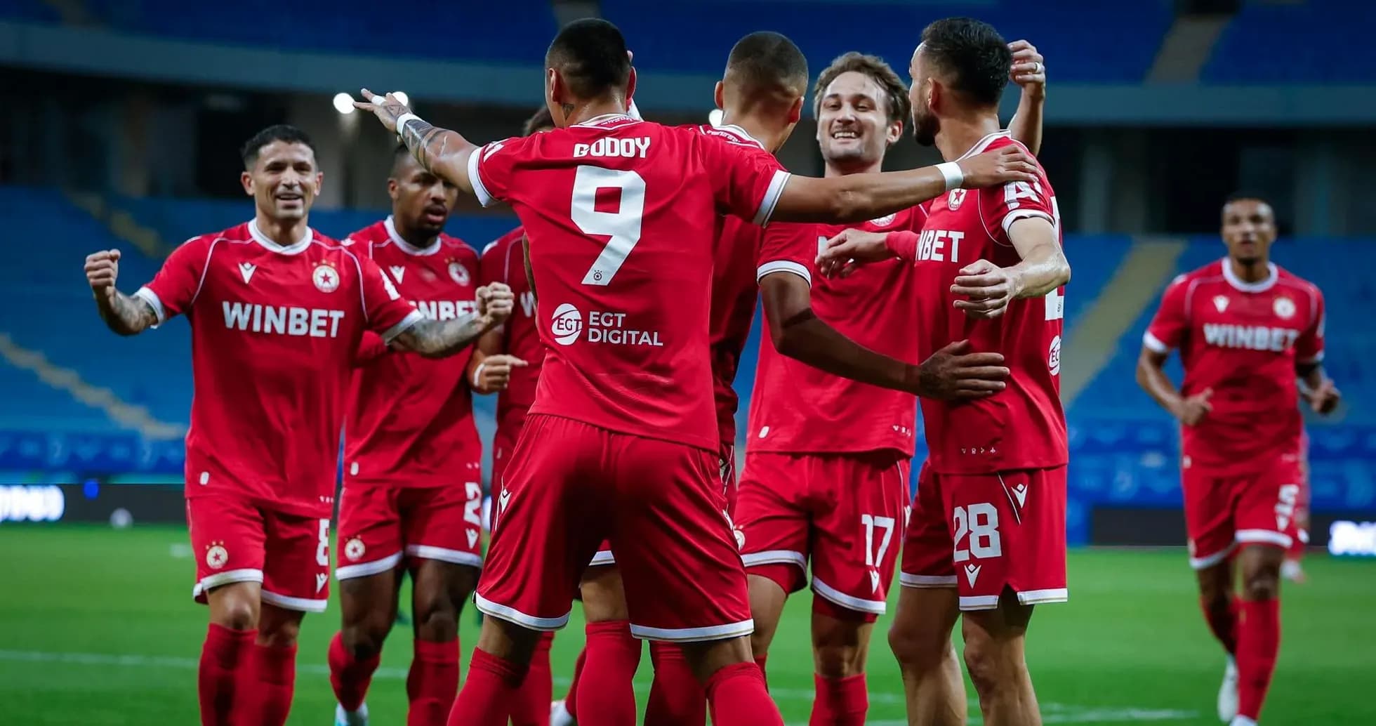 Jugadores de CSKA Sofia celebrando un gol