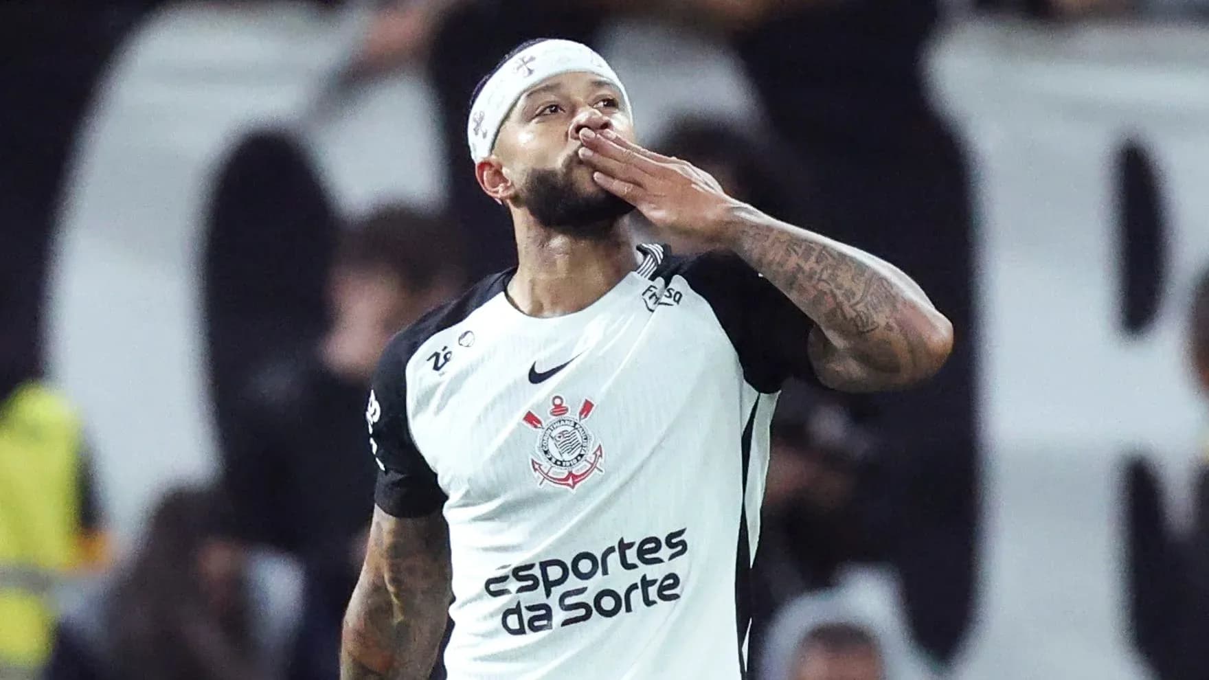 Jugador de Corinthians celebrando un gol en el partido