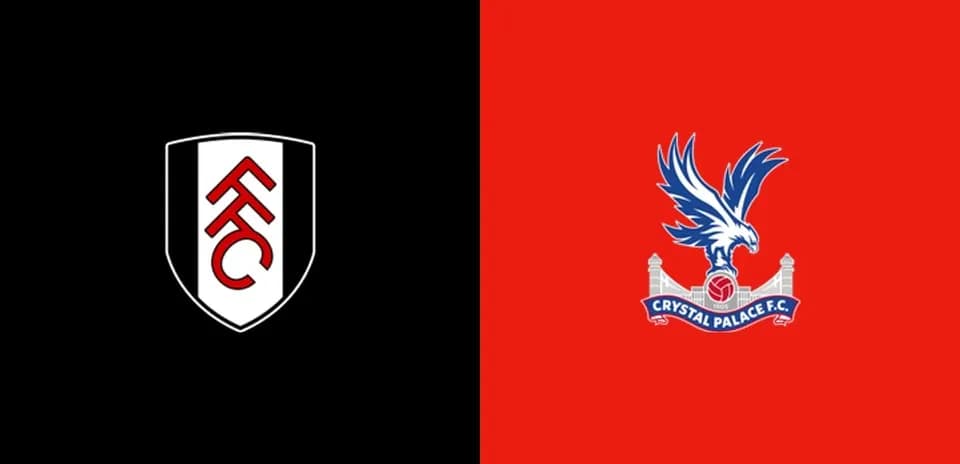Logos de Fulham y Crystal Palace en fondo negro y rojo