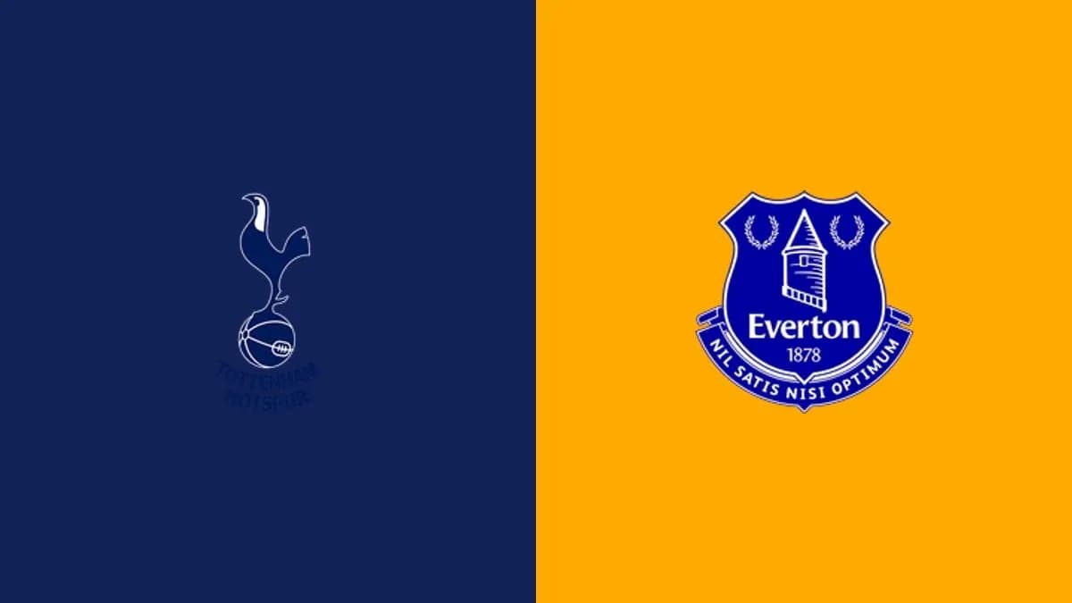 Logos de Tottenham Hotspur y Everton en fondo colorido
