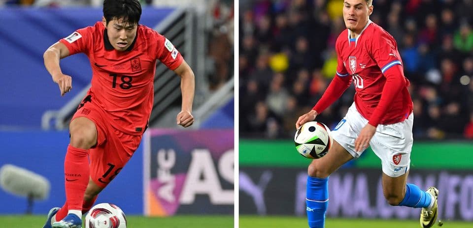 Jugadores de Corea del Sur y República Checa en acción