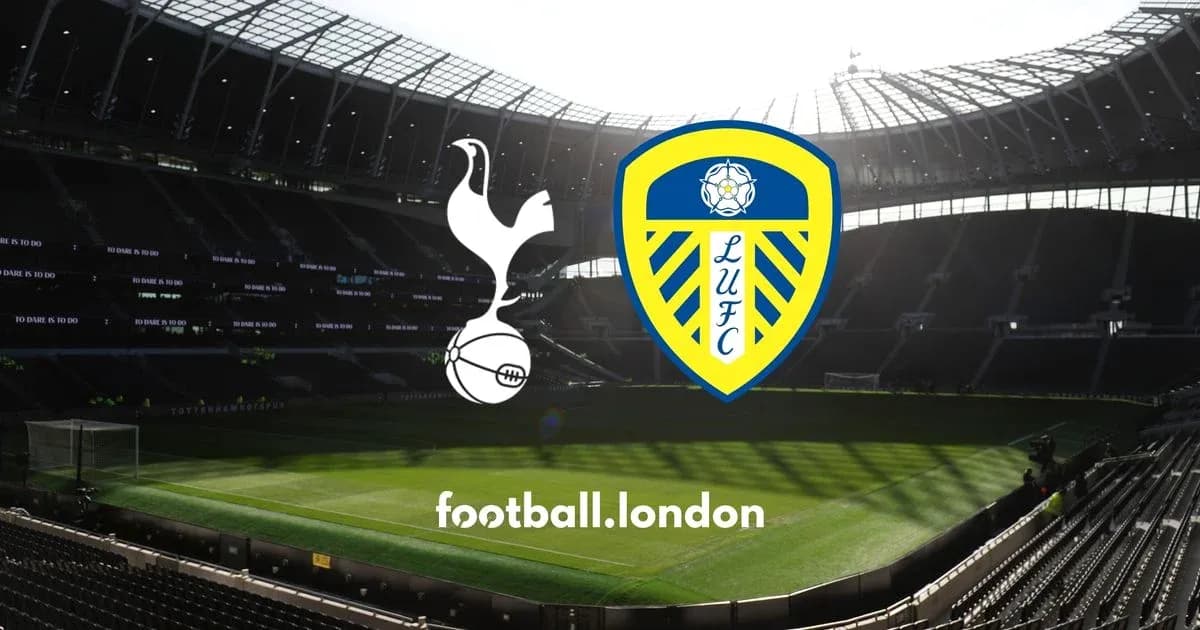 Estadio de Tottenham con logos de Tottenham y Leeds