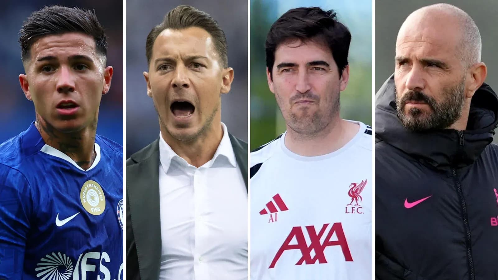 Cuatro personas, incluyendo un jugador y entrenadores de fútbol