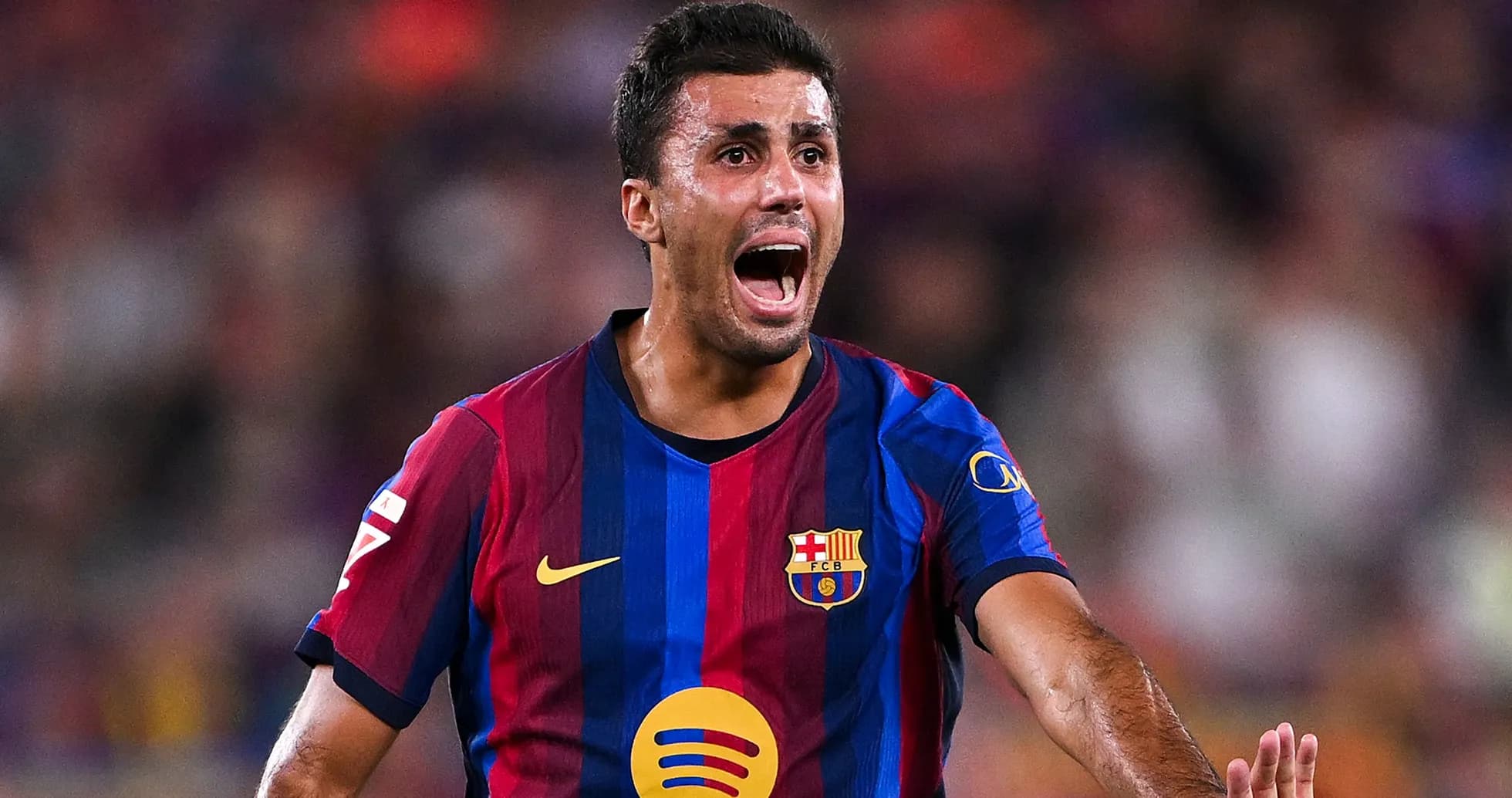 Jugador del FC Barcelona celebrando durante el partido