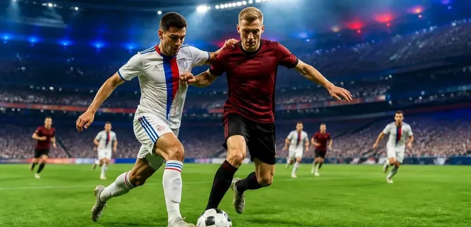 Dos jugadores compitiendo por el balón en el partido