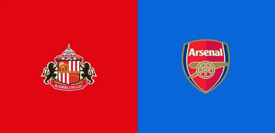 Logos de Sunderland AFC y Arsenal en fondo colorido
