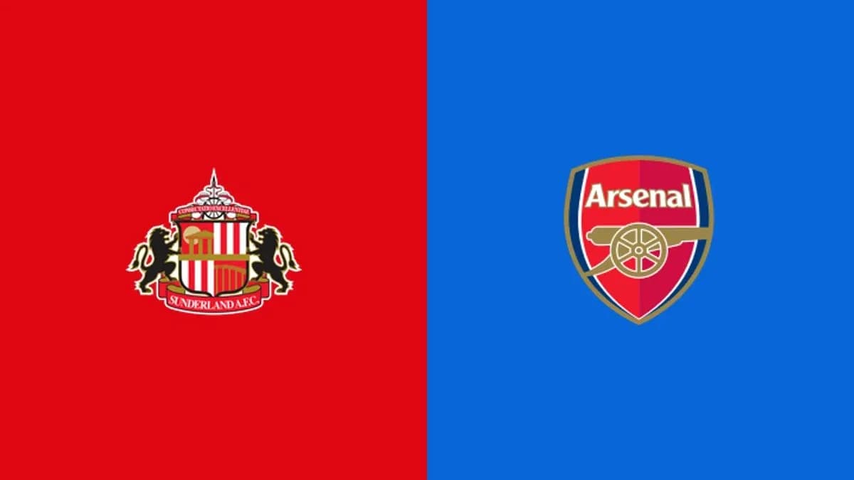 Logos de Sunderland AFC y Arsenal en fondo colorido