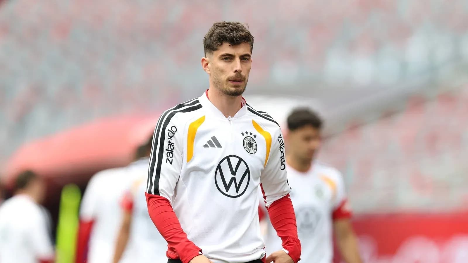 Jugador de Alemania en entrenamiento previo al partido