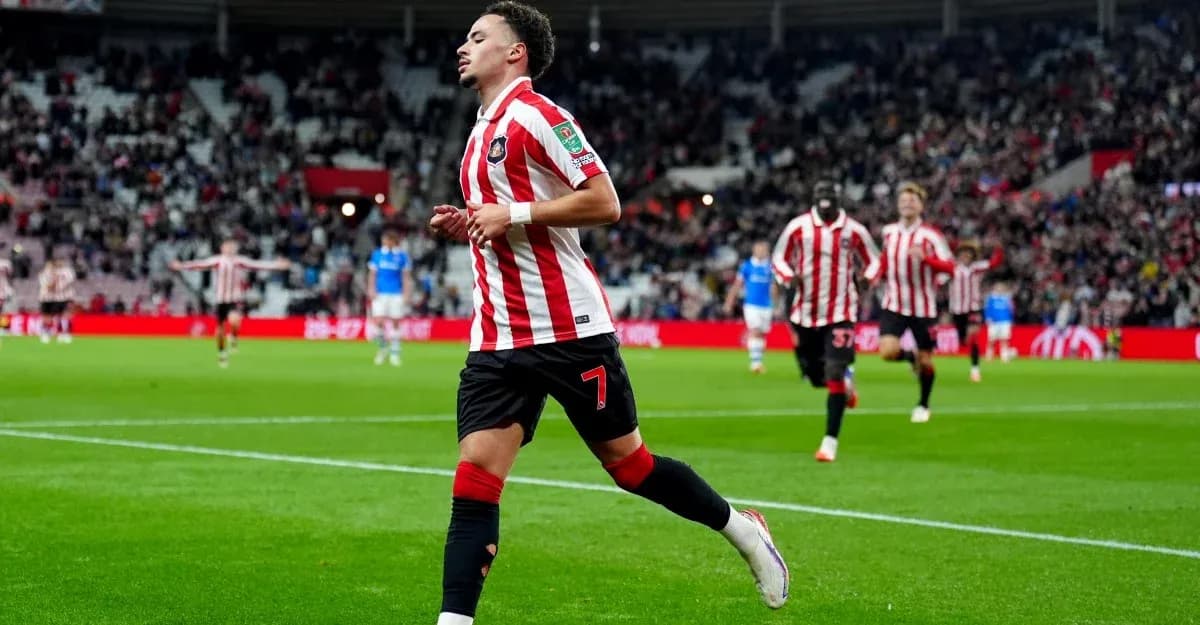 Jugador de Sunderland celebrando un gol en el estadio