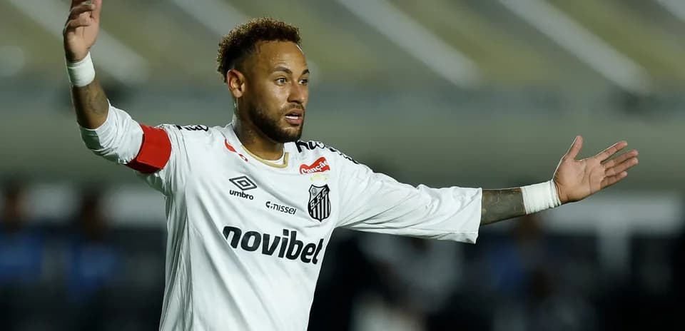 Neymar gesturing during a match with Santos