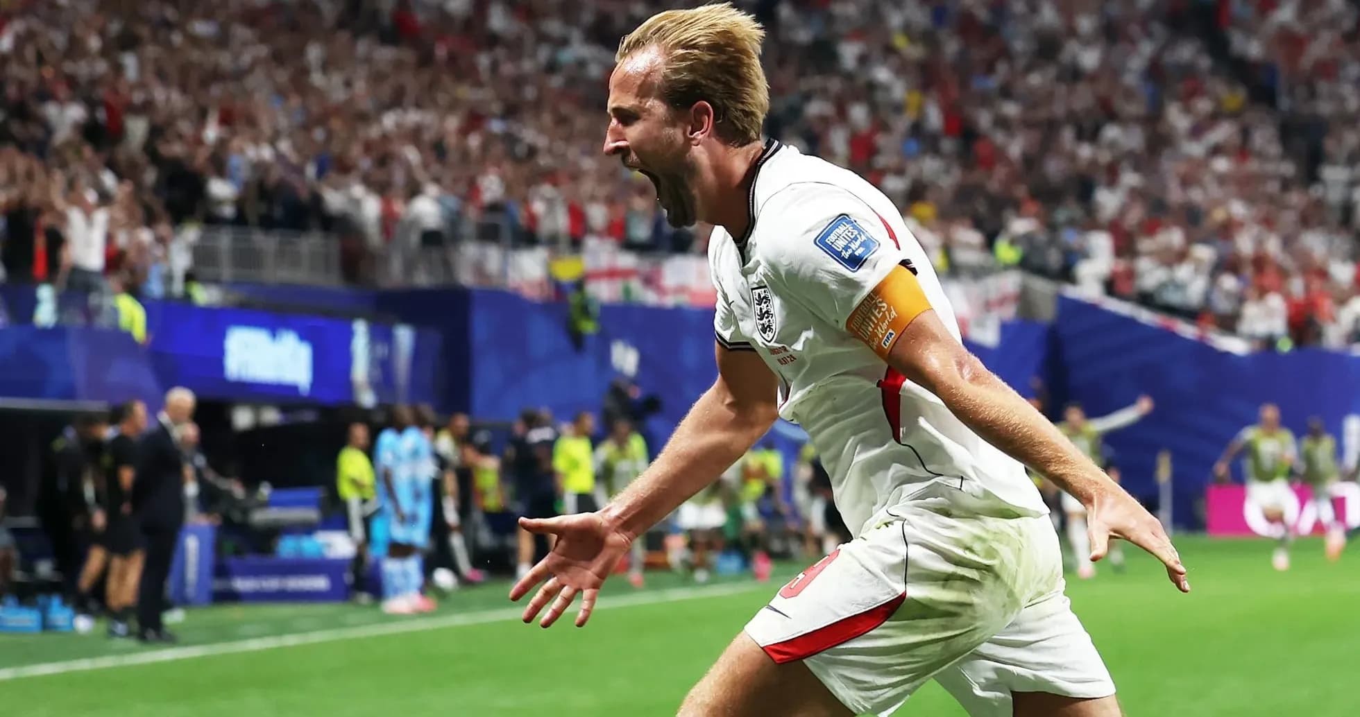Harry Kane celebrando un gol en el partido
