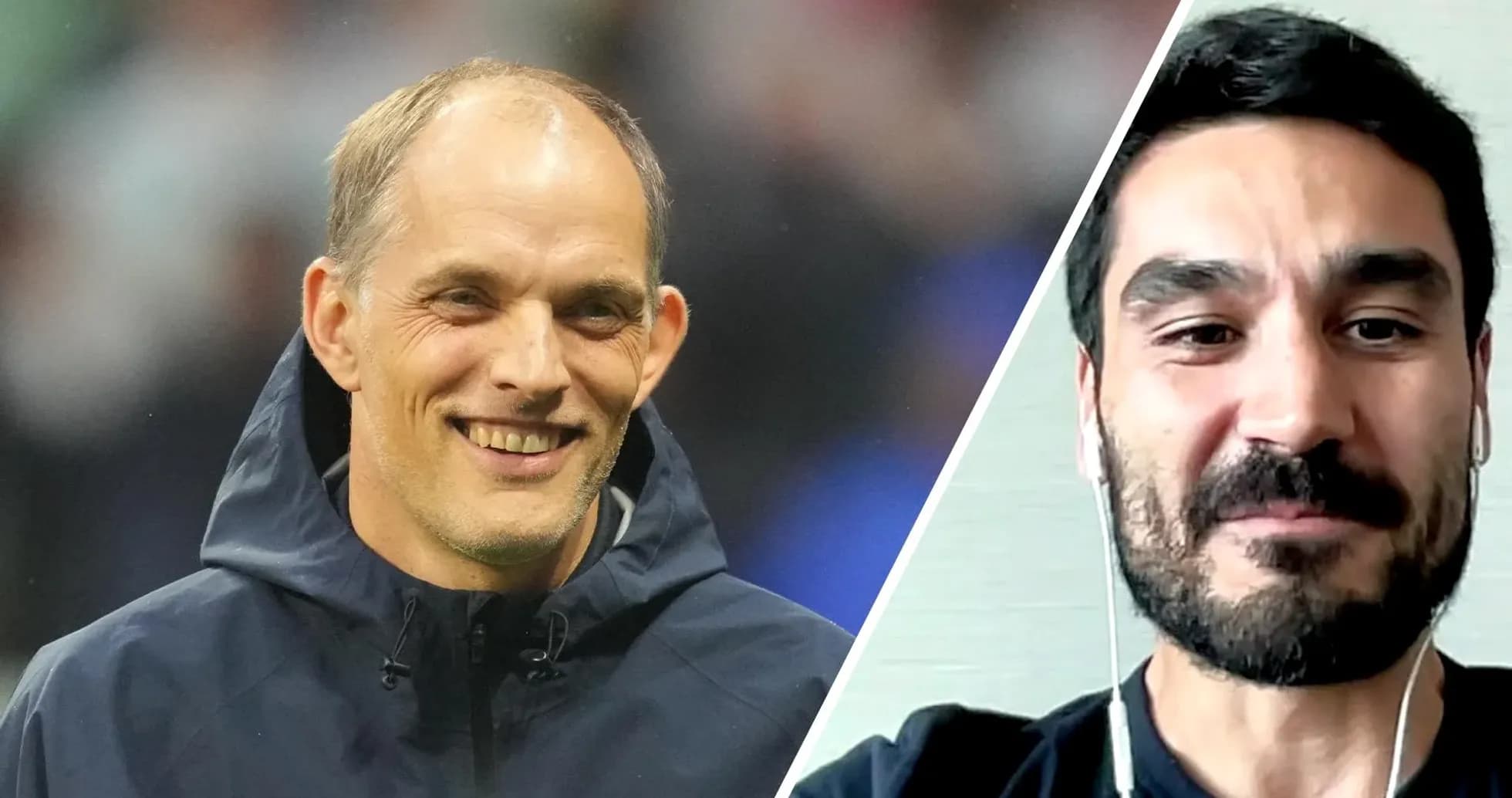 Thomas Tuchel y Ilkay Gündogan sonriendo en video