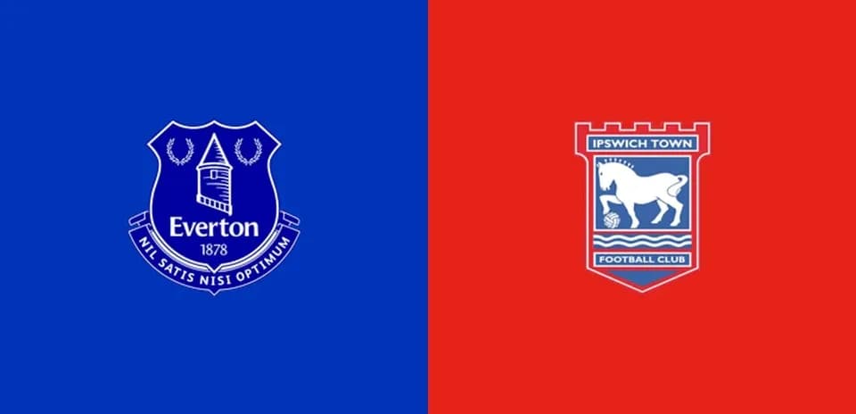 Logos de Everton e Ipswich Town sobre fondo colorido