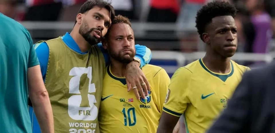 Jugadores de Brasil tras un partido de la Copa Mundial