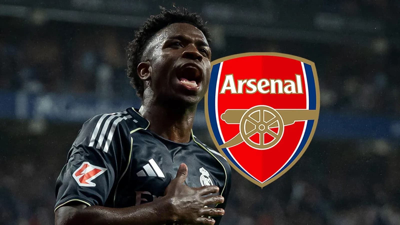 Jugador celebrando un gol con logo de Arsenal