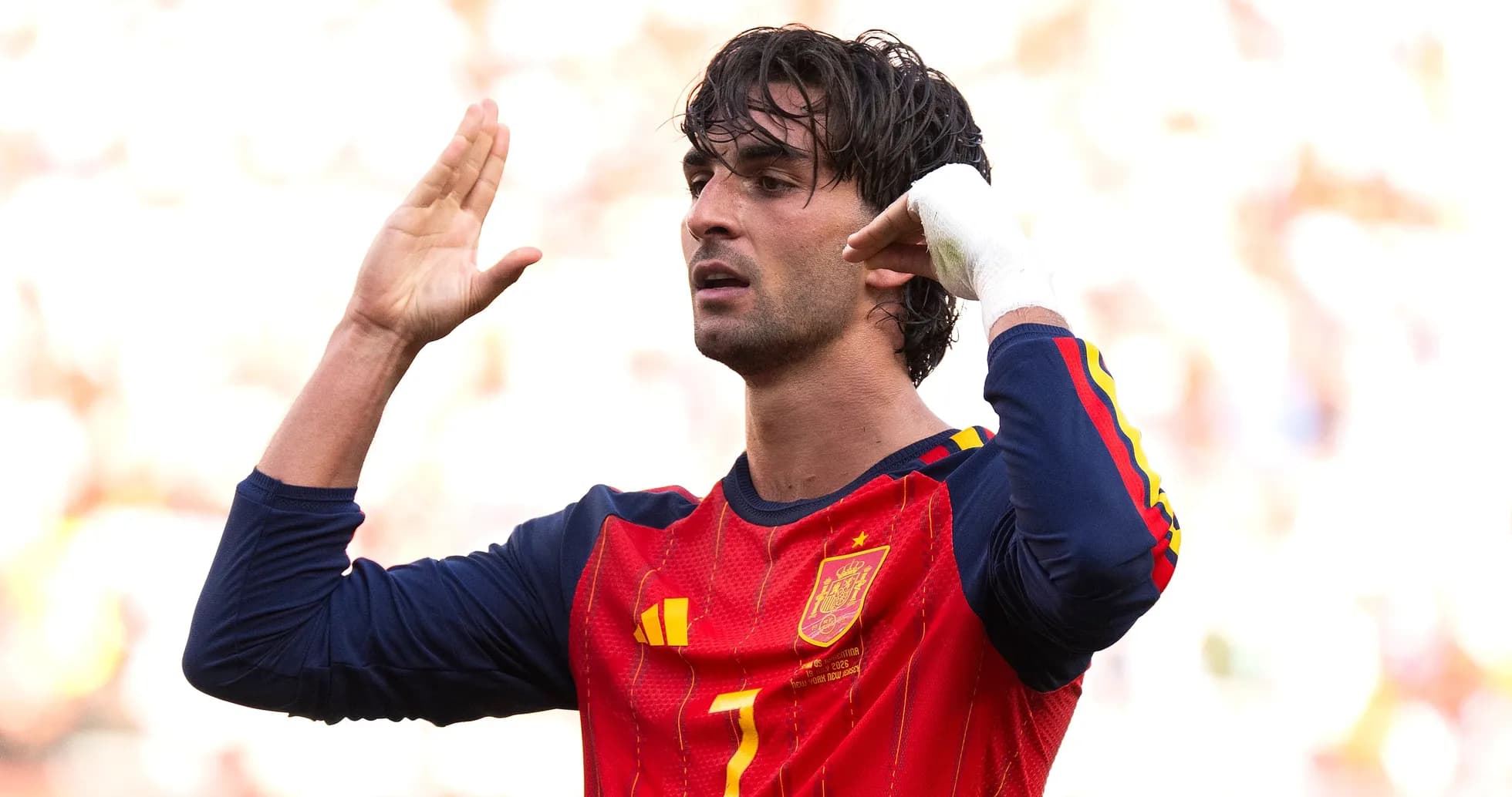 Jugador de España gesticulando durante el partido