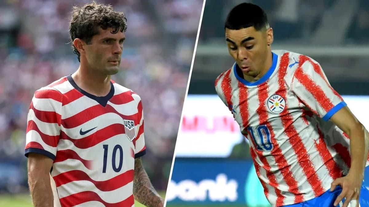 Jugadores de Estados Unidos y Paraguay en partido Jugadores de Estados Unidos y Paraguay en partido
