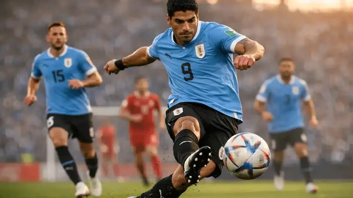 Luis Suárez chutando el balón en un partido