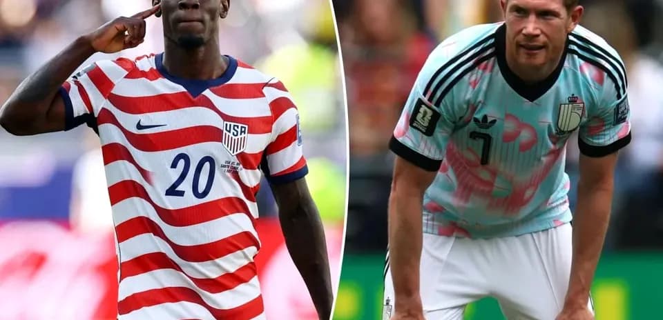Jugadores de EE.UU. y Bélgica en el Mundial