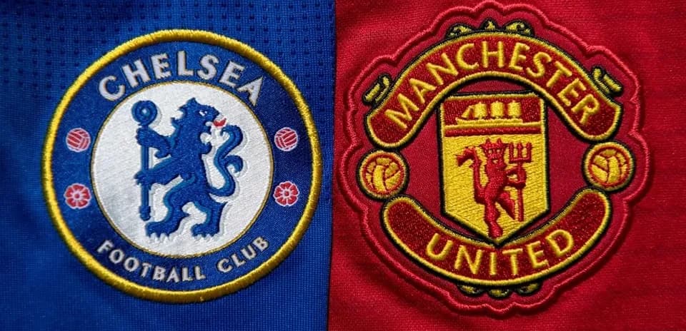 Logos de Chelsea y Manchester United en tela