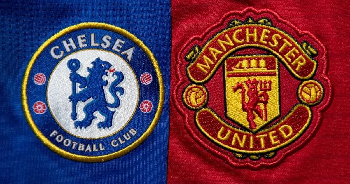 Logos de Chelsea y Manchester United en tela