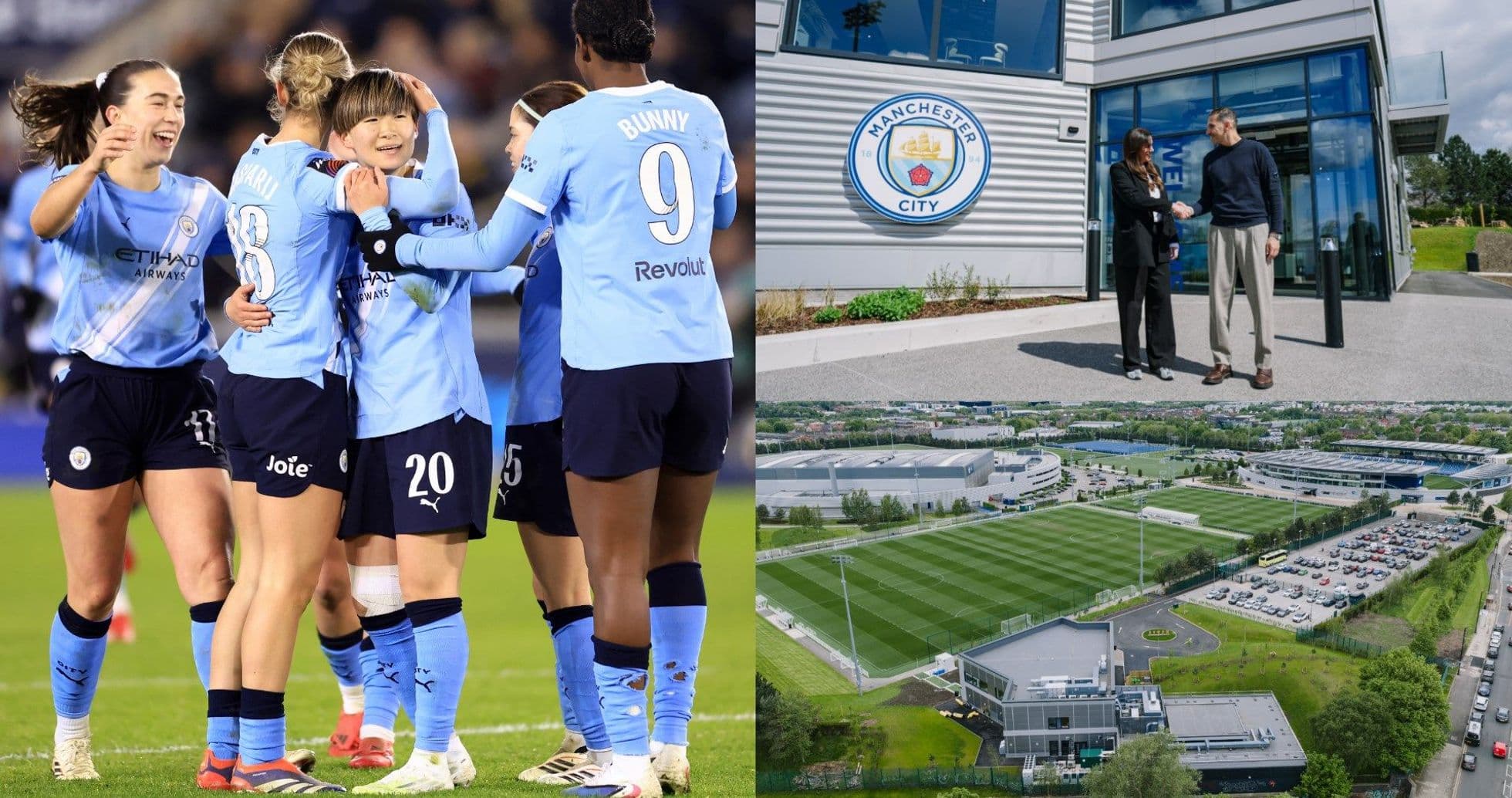Jugadoras de Manchester City celebrando un gol