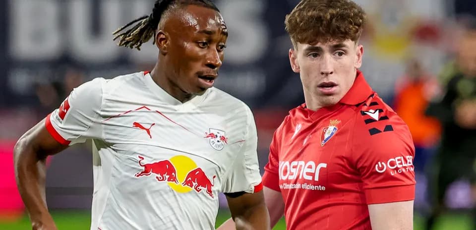Jugadores de RB Leipzig y Osasuna en acción