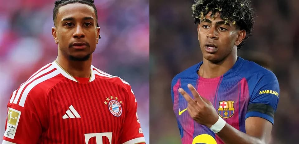 Jugadores de Bayern Múnich y Barcelona en uniforme