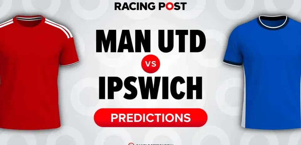 Camisas de Man Utd y Ipswich con texto de predicciones