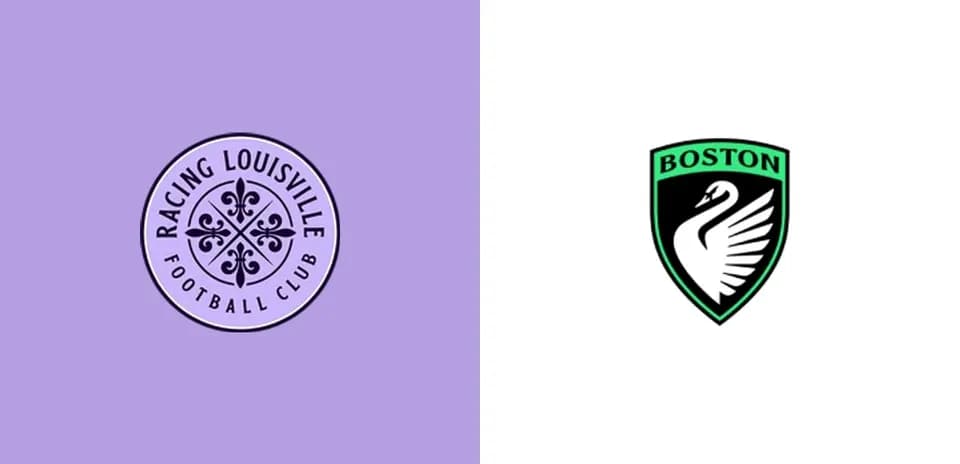 Logos de Racing Louisville y Boston en fondo claro