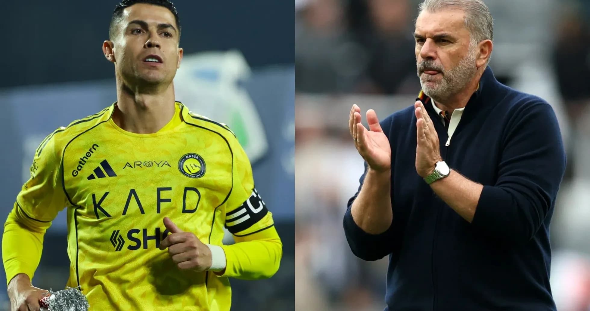 Cristiano Ronaldo y entrenador aplaudiendo en partido