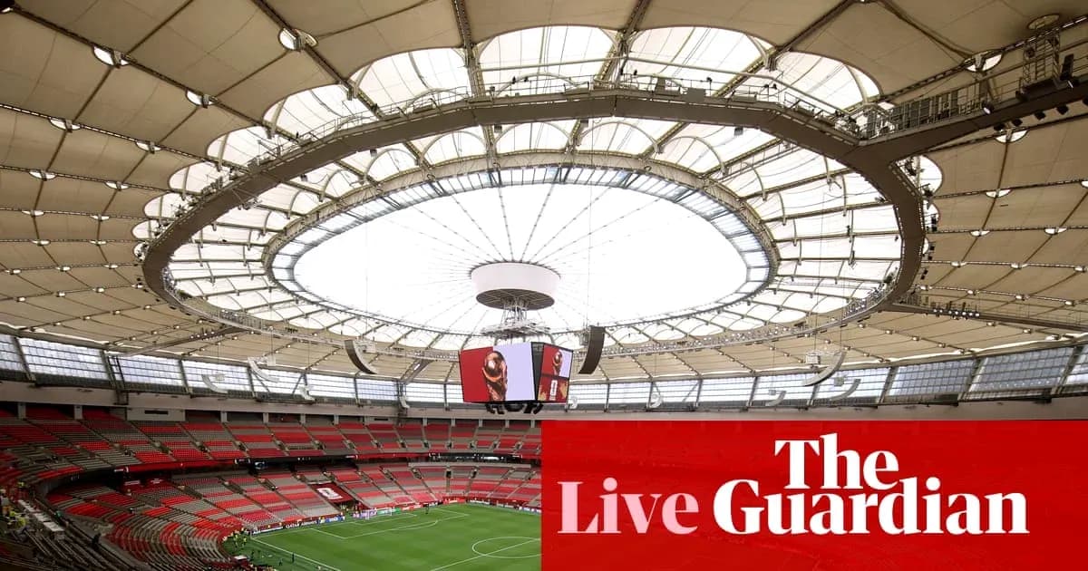 Interior view of a stadium with a retractable roof