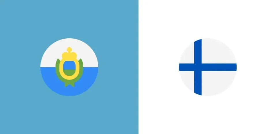Banderas de San Marino y Finlandia en fondo colorido