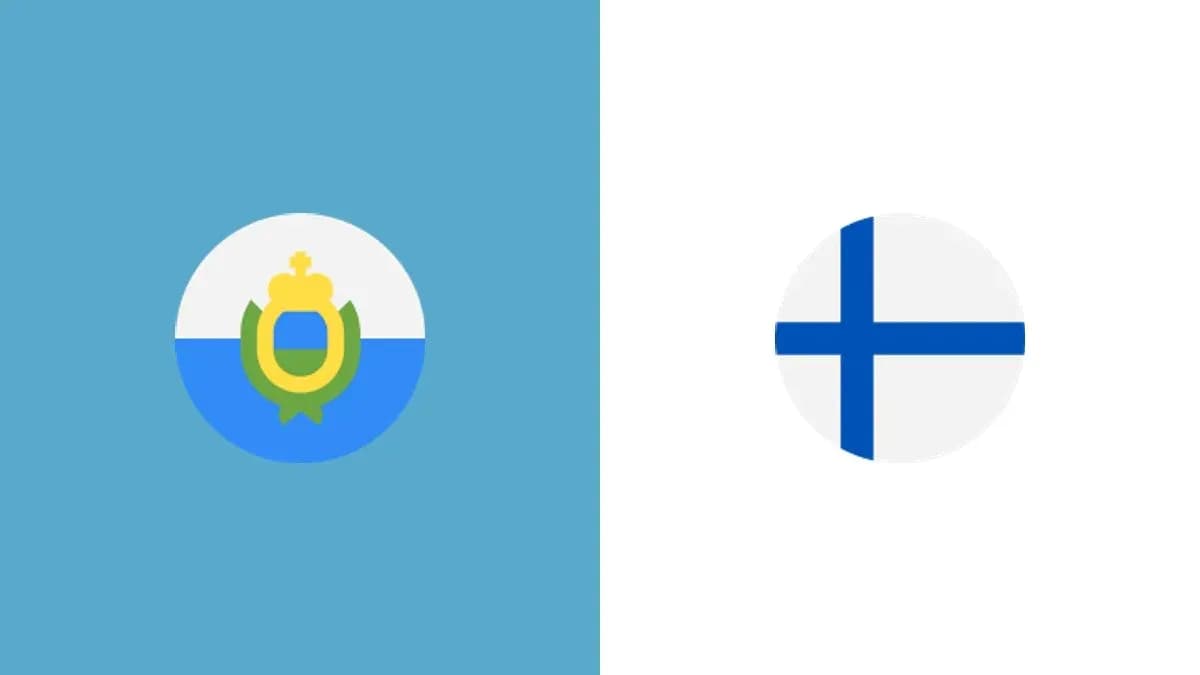 Banderas de San Marino y Finlandia en fondo colorido