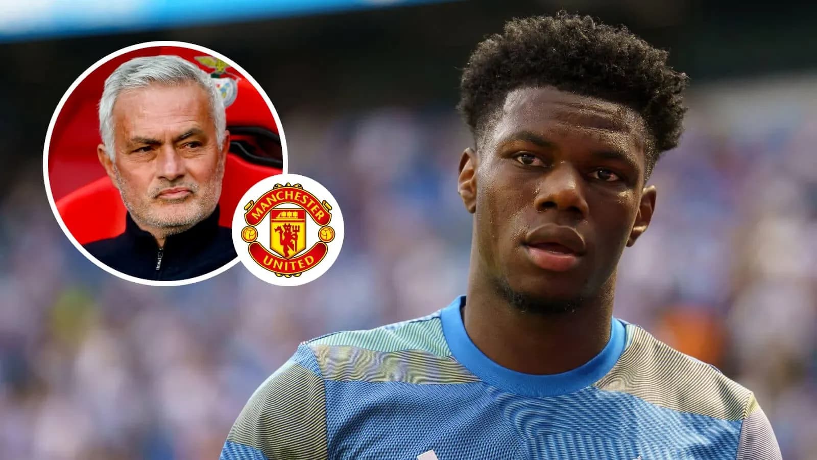 Jugador de fútbol con camiseta y logo de Manchester United