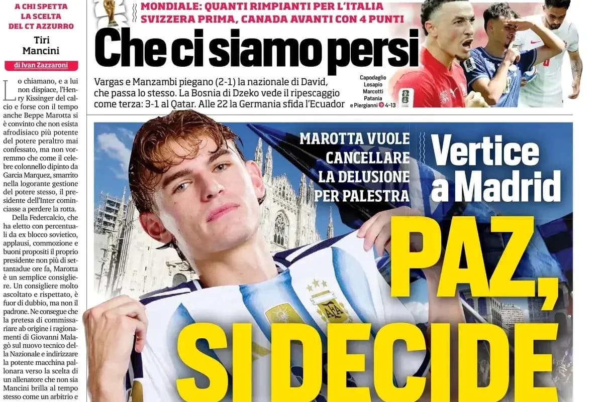 Jugador con camiseta argentina en portada de periódico