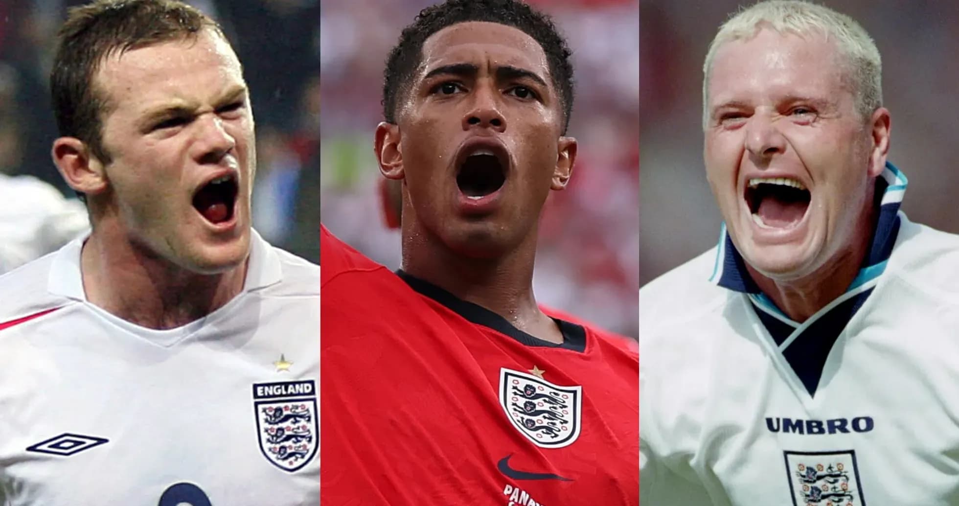 Tres jugadores de Inglaterra gritando en partidos