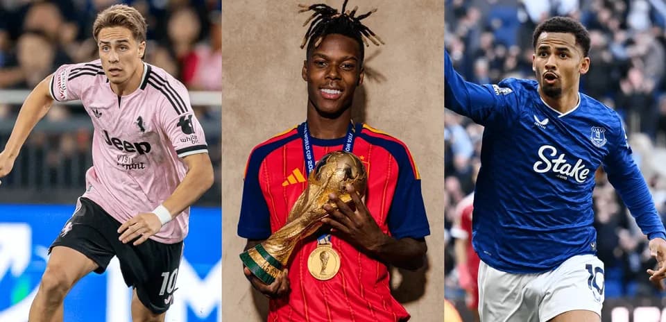 Tres futbolistas en acción y celebración