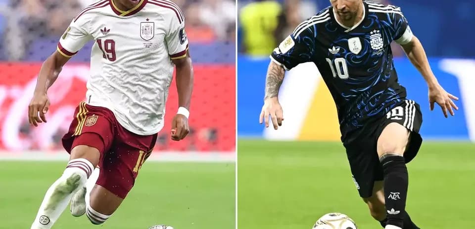 Jugadores de España y Argentina en el Mundial