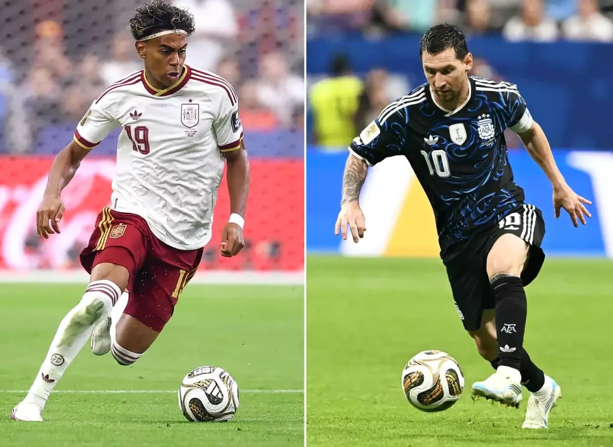 Jugadores de España y Argentina en el Mundial