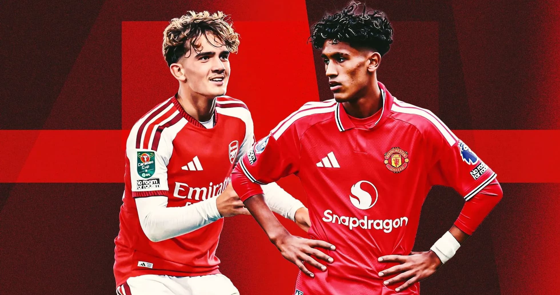 Jugadores de Arsenal y Manchester United en acción