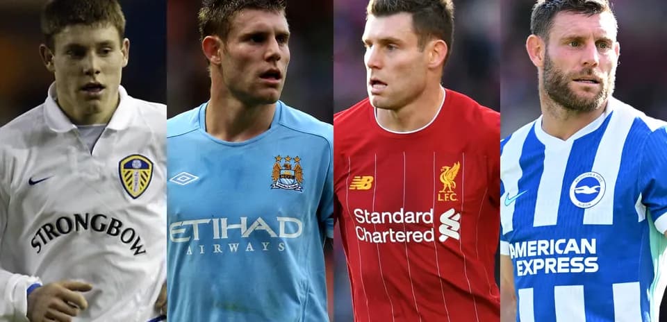 Cuatro futbolistas en diferentes camisetas de clubes