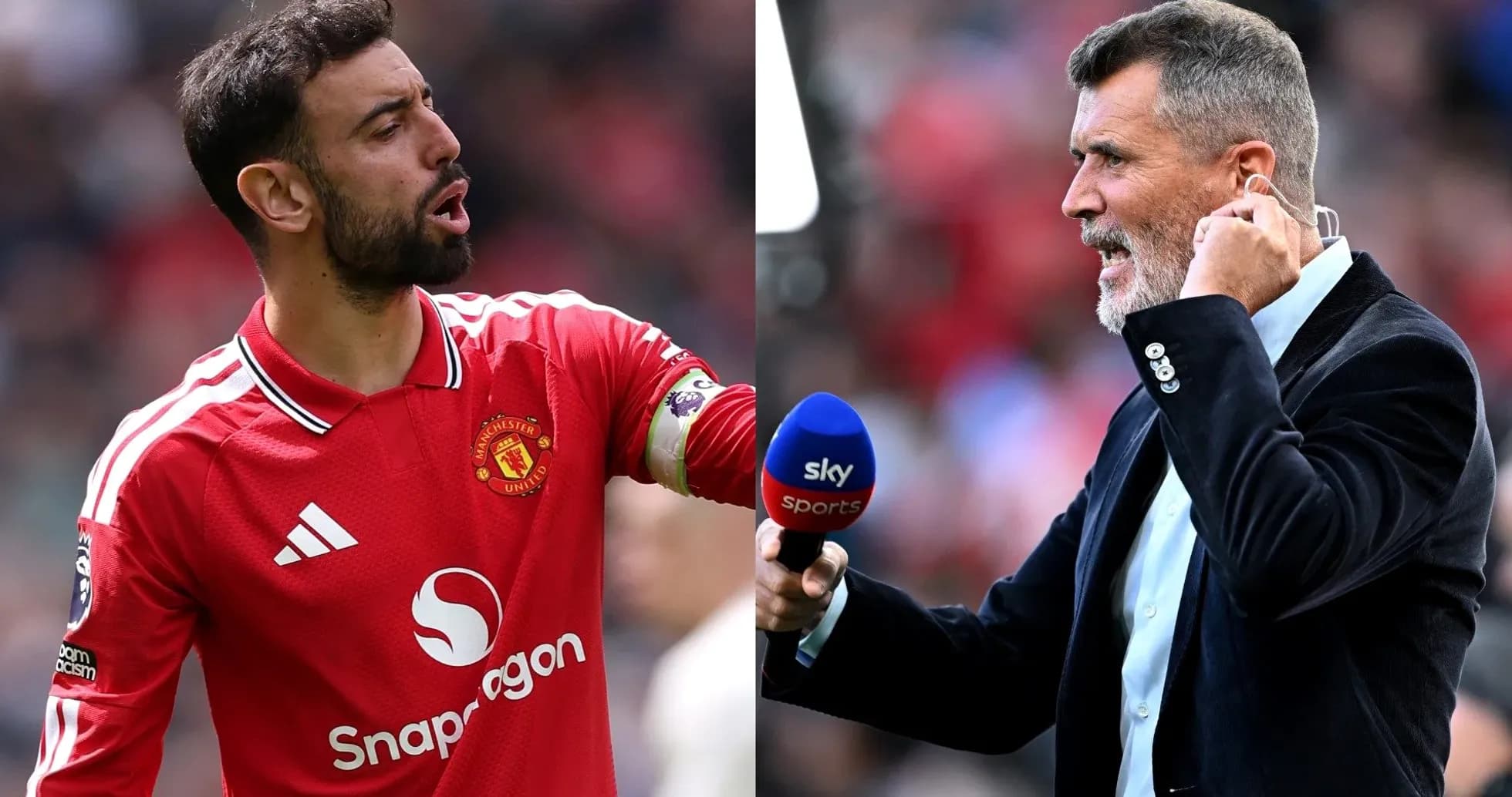 Bruno Fernandes y Roy Keane en acción
