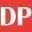 Logotipo de DP en fondo rojo